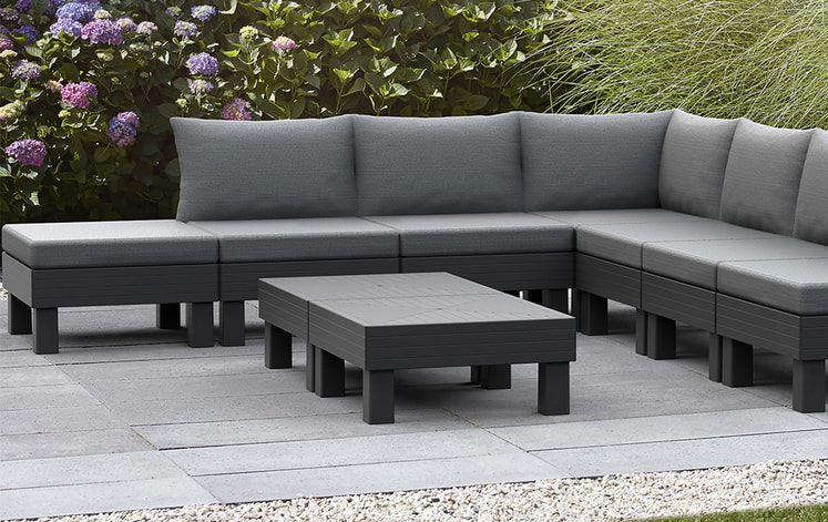 Elements 7 Seater Corner Modular Lounge Set Graphite