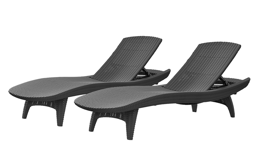 Pacific Chaise Sun Lounger Set of 2 - Graphite