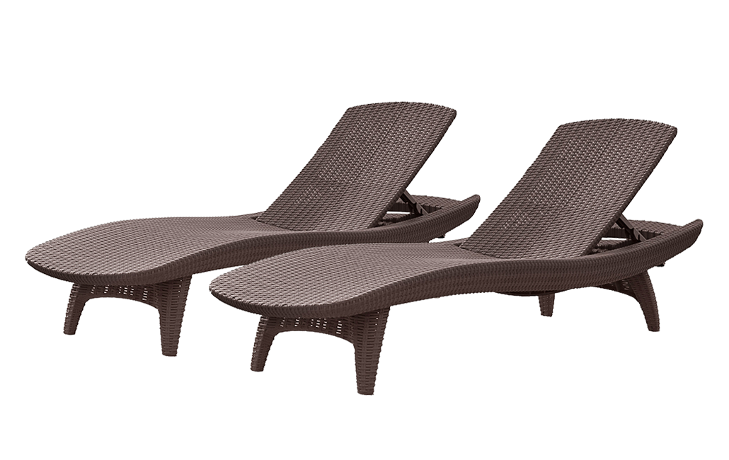 Pacific Chaise Sun Lounger Set of 2 - Brown