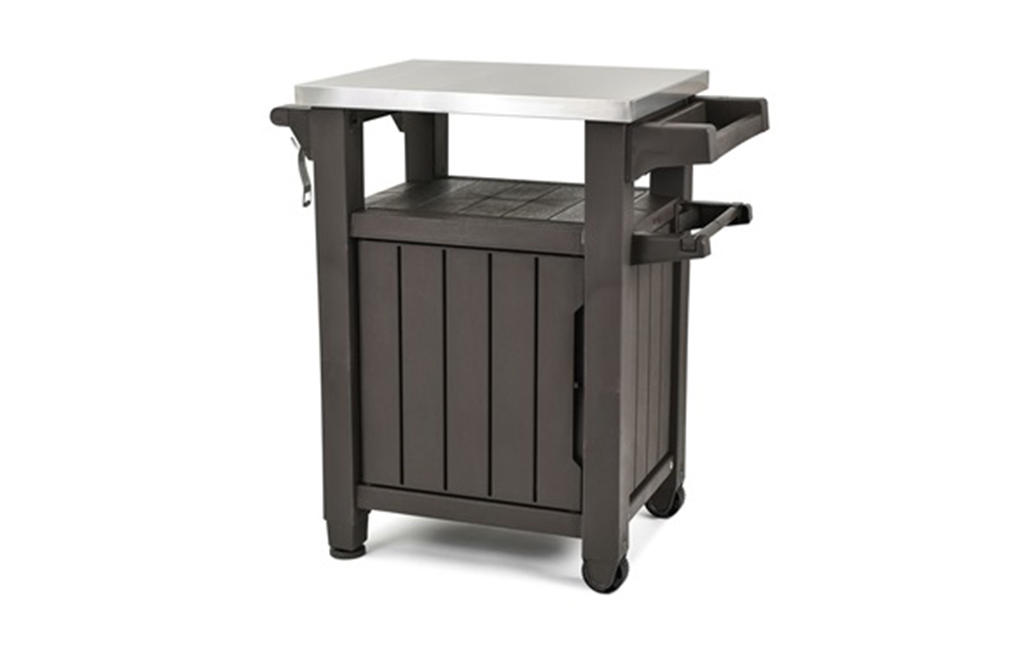 Unity BBQ & Storage Table with Stainless Steel Countertop - Brown