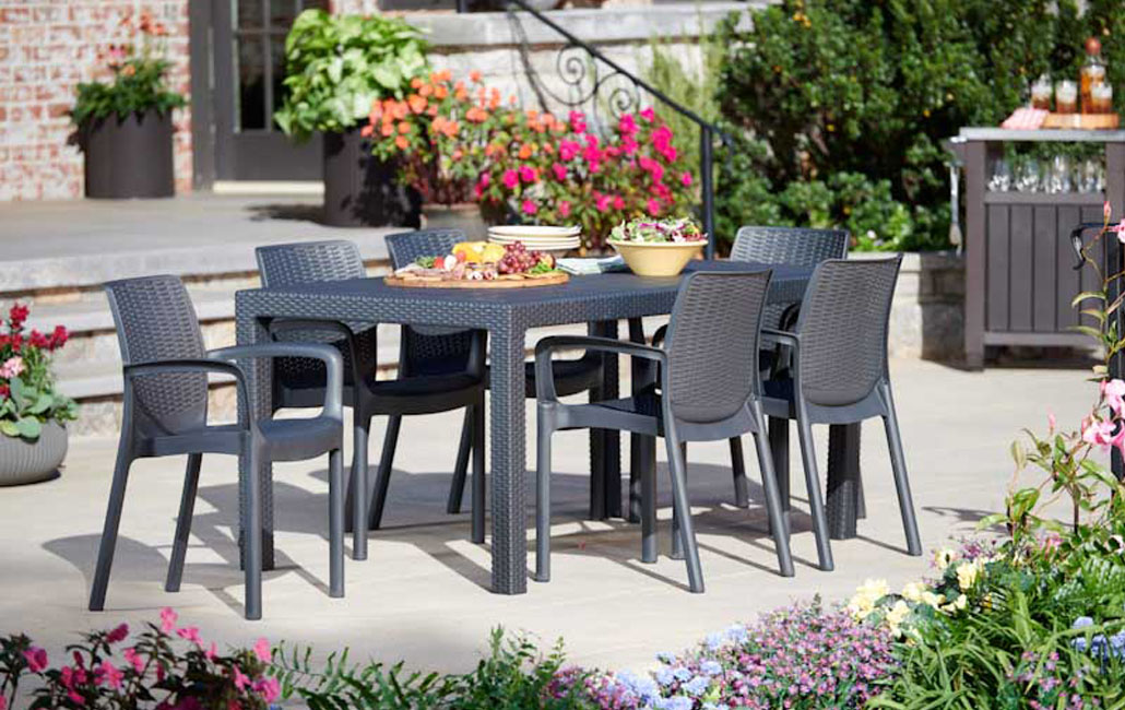 פינת אוכל באלי- שולחן ו 4 כיסאות - אפור כהה