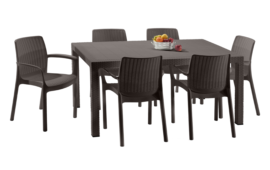 פינת אוכל באלי- שולחן ו 4 כיסאות - חום