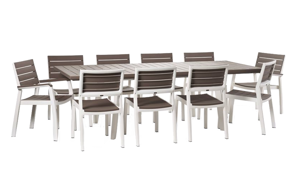 פינת אוכל ורונה- שולחן נפתח ו 8 כיסאות - קפוצ'ינו - פינות אוכל לגינה ולמרפסת