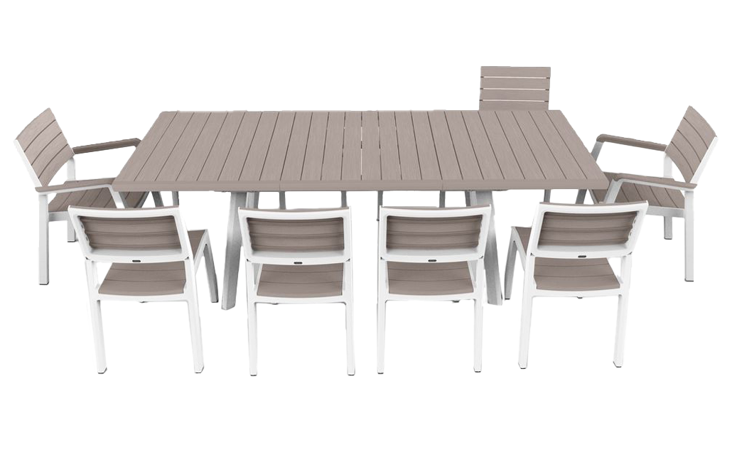 פינת אוכל מילאנו- שולחן נפתח ו 8 כיסאות עם מסעדים - קפוצ'ינו