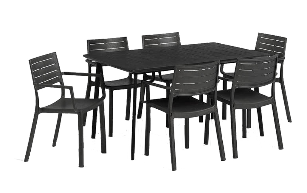 פינת אוכל פיג'י- שולחן ו 6 כיסאות - שחור