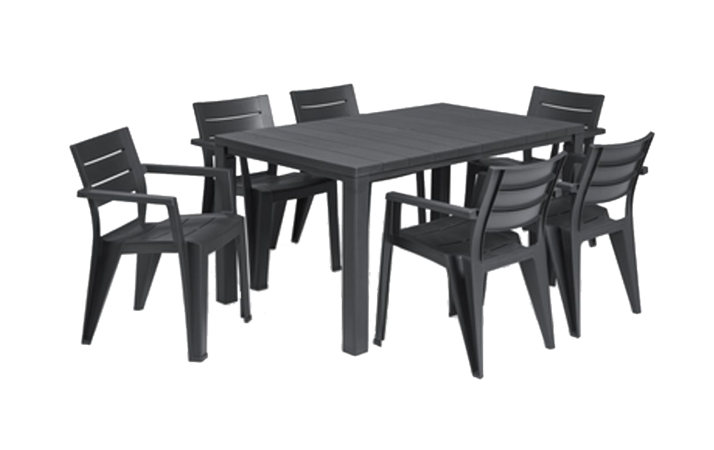 פינת אוכל טוסקנה- שולחן ו 4 כיסאות - אפור כהה