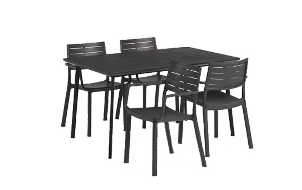 פינת אוכל פיג'י- שולחן ו 6 כיסאות - שחור