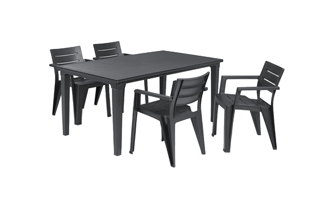 פינת אוכל איביזה- שולחן ו 4 כיסאות - אפור כהה
