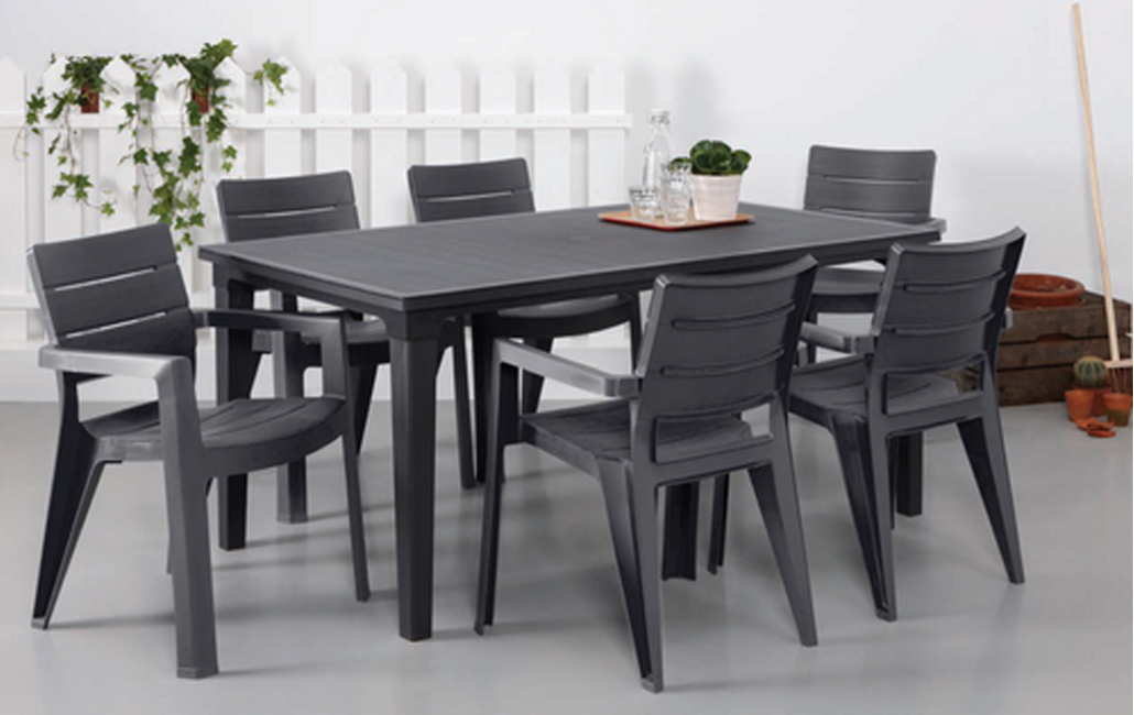 פינת אוכל איביזה- שולחן ו 4 כיסאות - אפור כהה