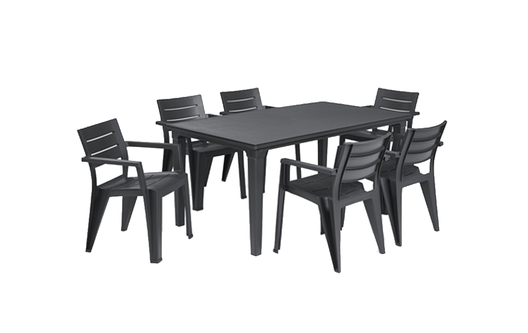 פינת אוכל איביזה- שולחן ו 4 כיסאות - אפור כהה