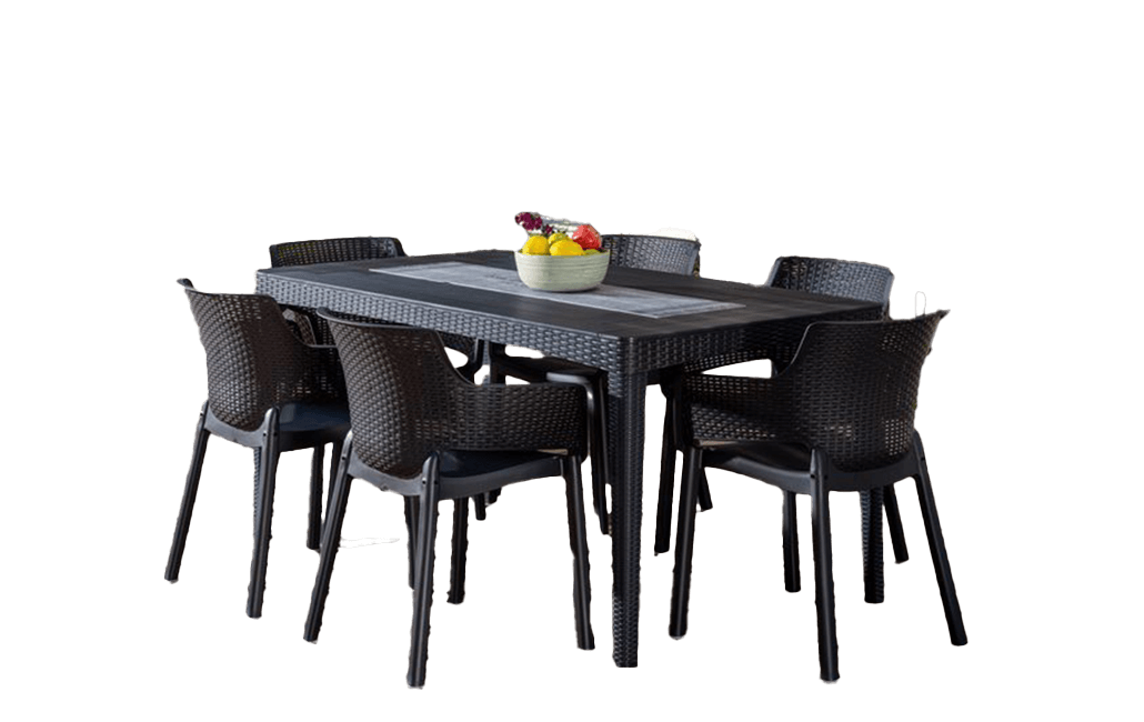 פינת אוכל אלגנט- שולחן ו 6 כיסאות - אפור כהה