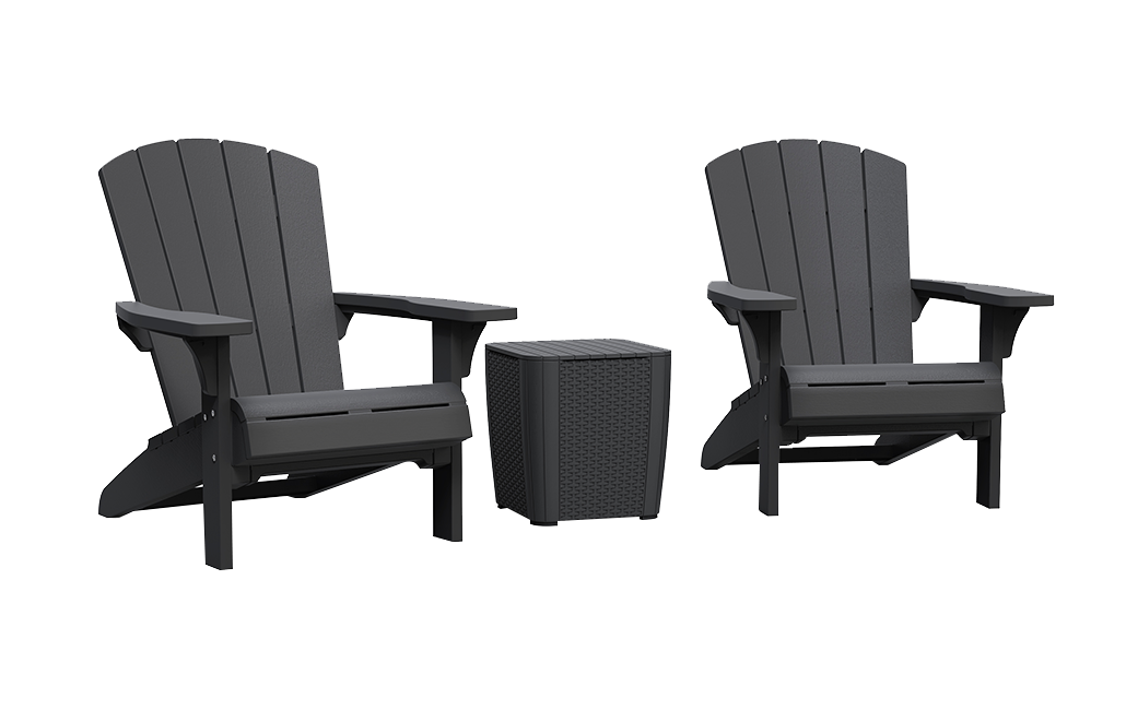 Troy Adirondack Stühle mit Luzon Tisch – 81x80x96,5 cm - Grau