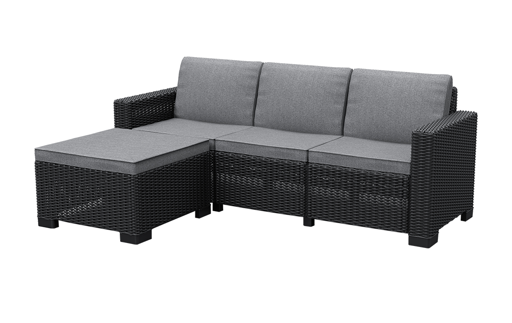 California 3 Seater Chaise Longue Mini - Grey - Lounge Sets