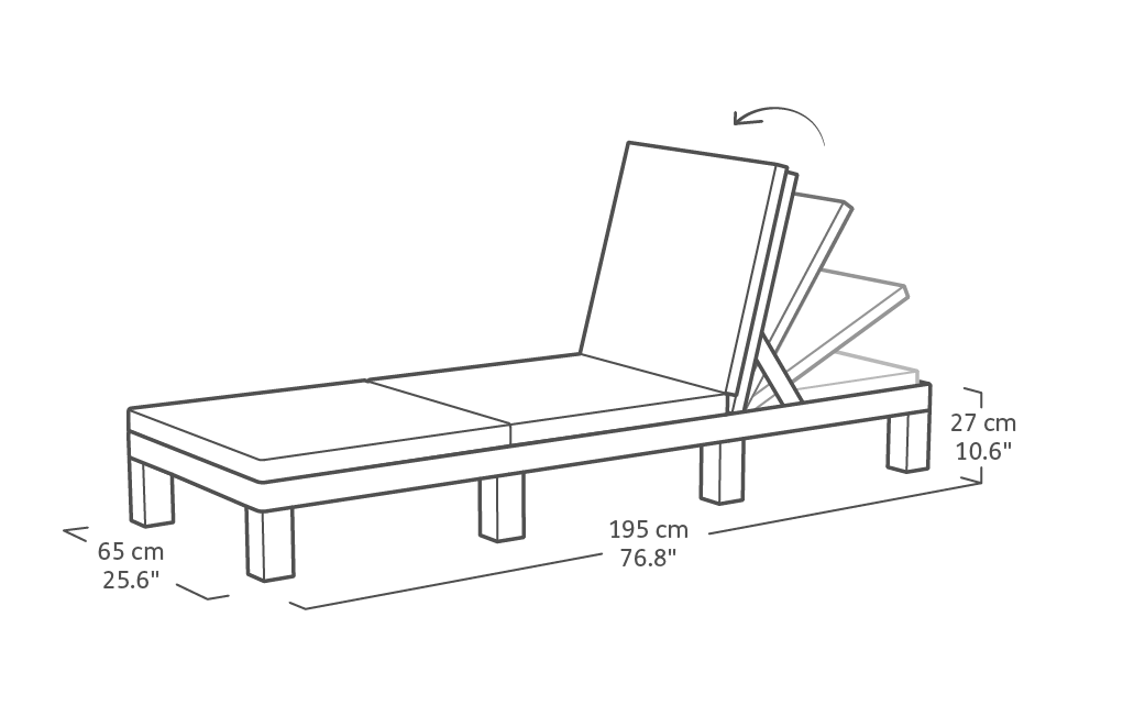 ‎Daytona Deluxe Ligbed - set van 2 – 195x65x25cm - Antraciet