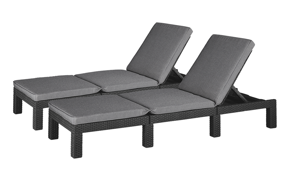 ‎Daytona Deluxe Ligbed - set van 2 – 195x65x25cm - Antraciet - Ligbedden