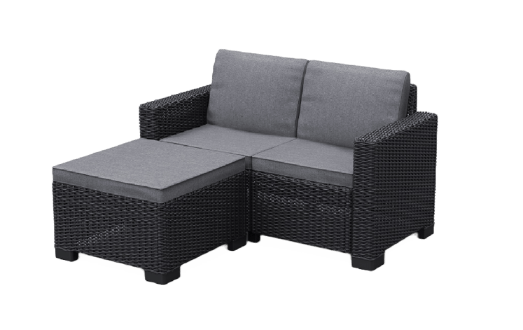 California 2 Seater Balcony Chaise Longue - Grey - Patio Sets
