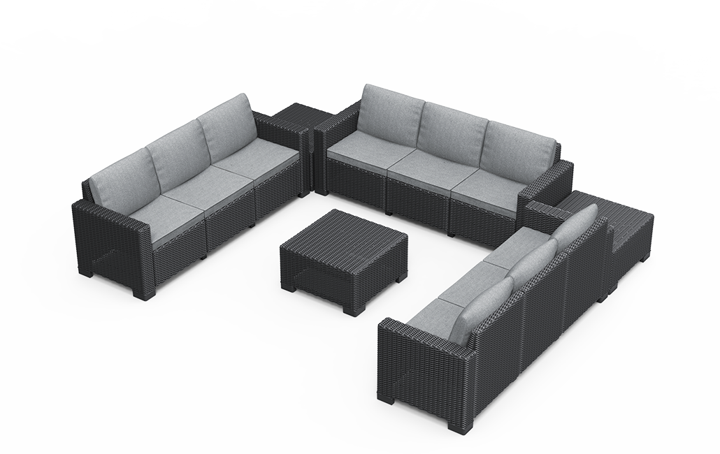 California 9 Seater Corner Lounge Set - Grey