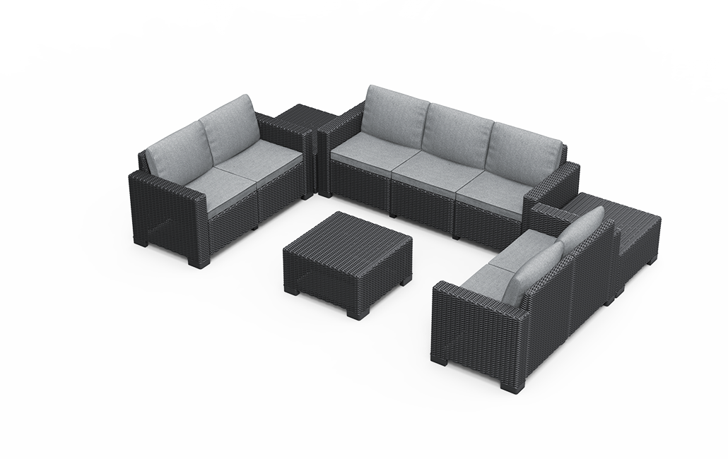 California 7 Seater Corner Lounge Set - Grey