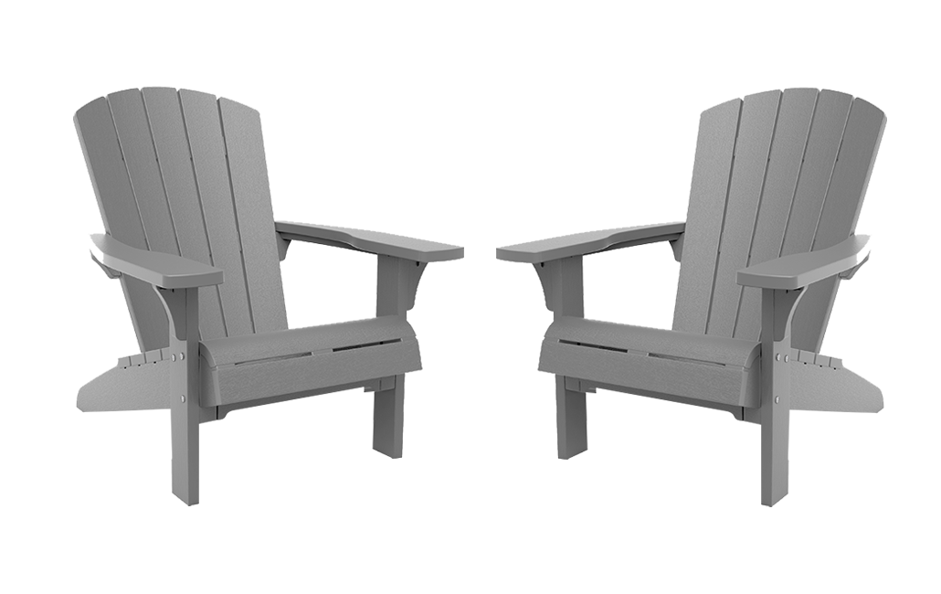 Troy Adirondack Stuhl – 93x80x96,5 cm – 2 Stück - Grau - Gartenmöbel