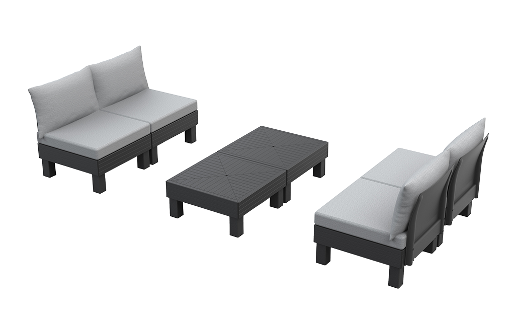 Elements 4 Seater Modular Lounge Set - Graphite