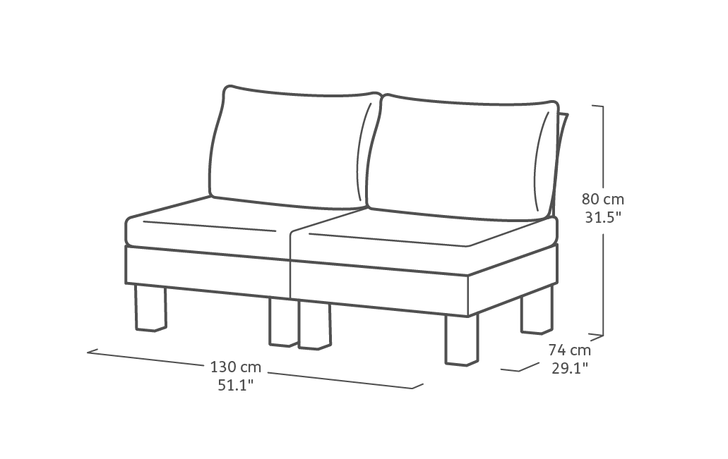 Elements 4-zits Loungeset + tafel - Zwart