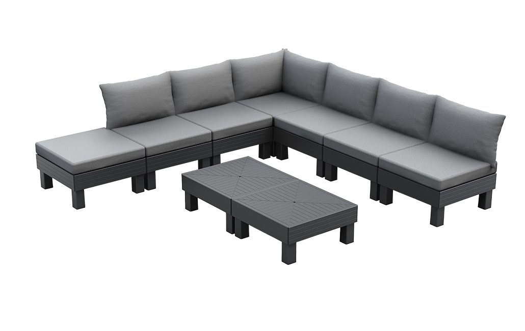 Elements 7 Seater Corner Modular Lounge Set - Graphite