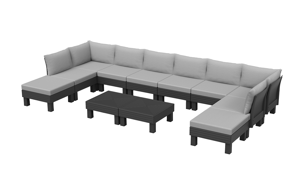 Elements 10 Seater Corner Modular Lounge Set - Graphite