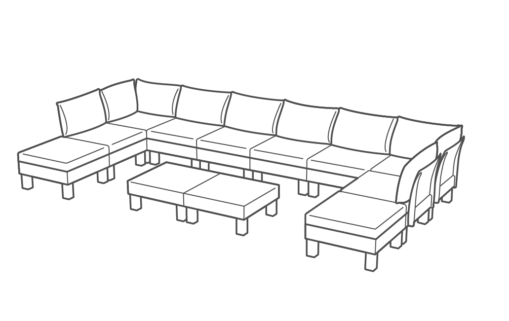 Elements 10 Seater Corner Modular Lounge Set - Graphite