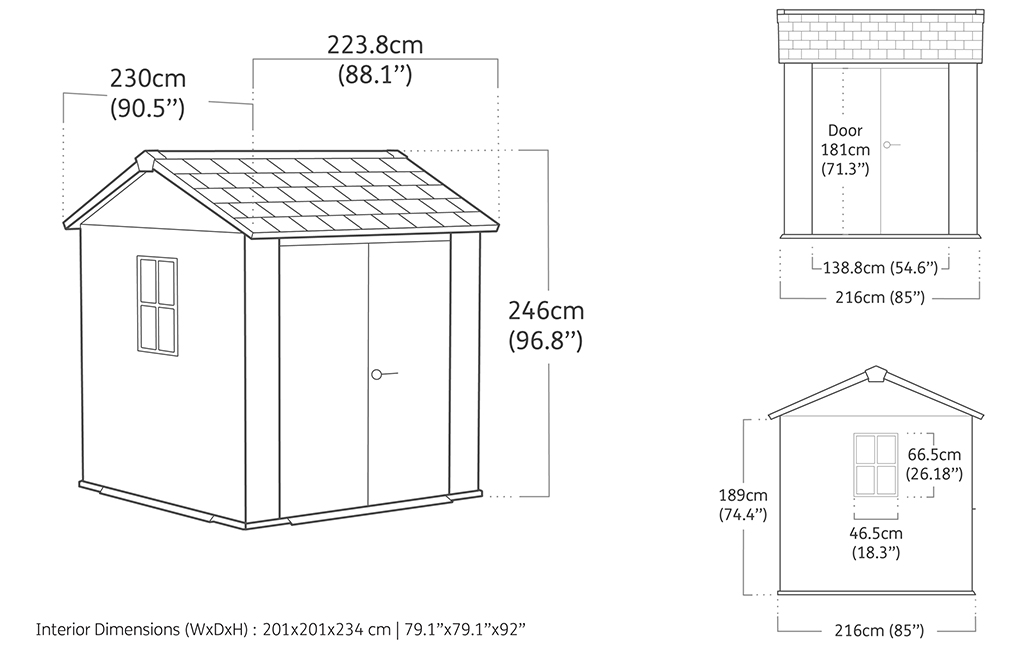 Caseta de exterior Newton Plus 775 - 230x224x246 cm y 4,4 m2 - Gris