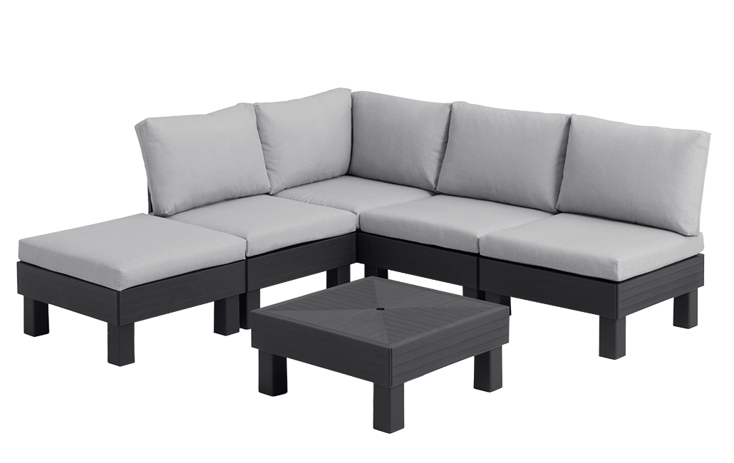 Elements 5 Seater Corner Modular Lounge Set - Graphite