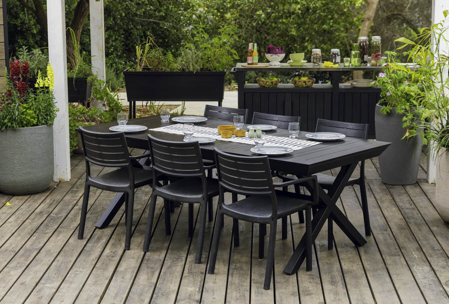 שולחן אלומיניום נפתח ברצלונה- אפור גרפיט