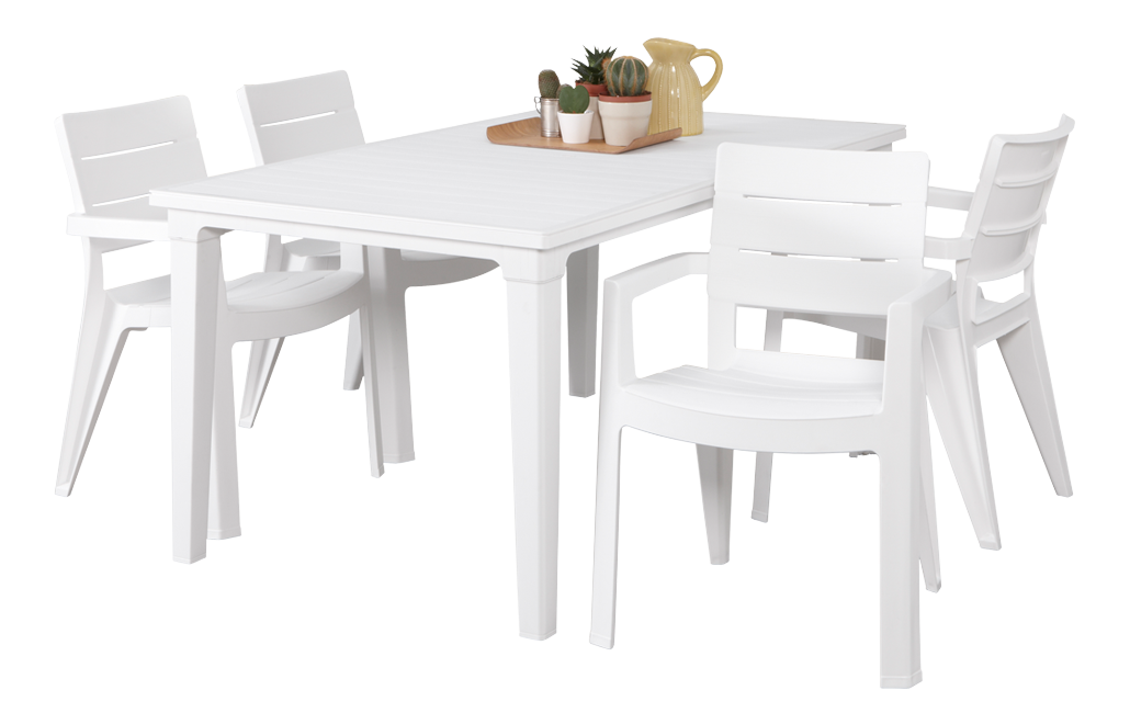 פינת אוכל איביזה- שולחן ו 6 כיסאות - לבן