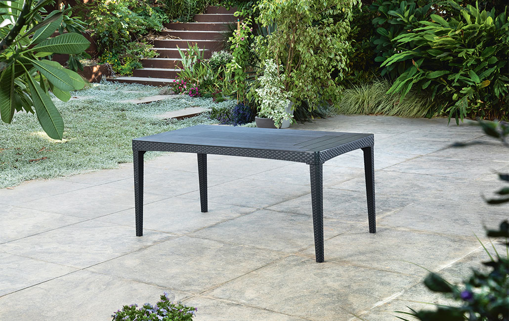 פינת אוכל ג'ירונה- שולחן ו 6 כיסאות - אפור כהה