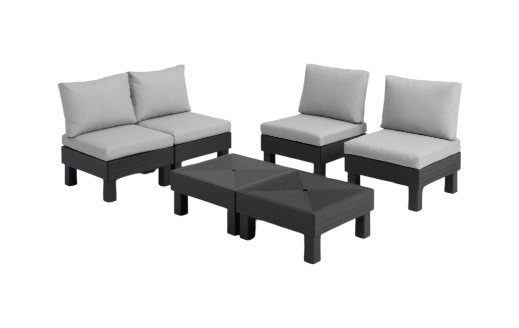 Elements 4-zits Loungeset + tafel - Zwart