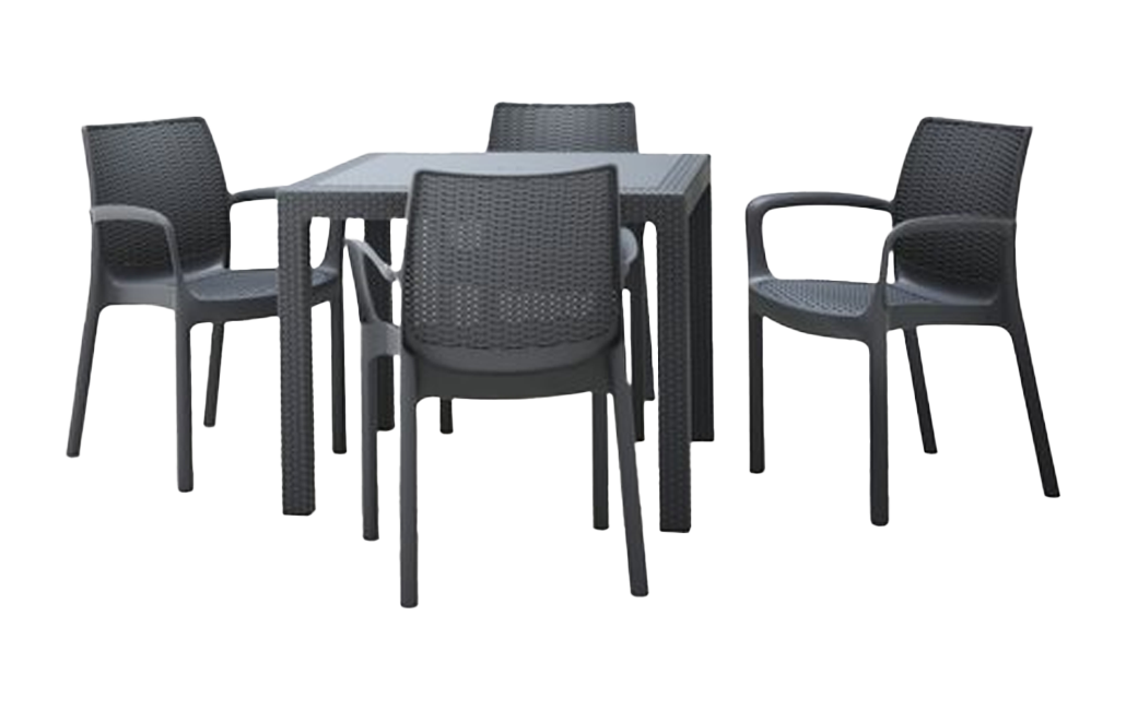 פינת אוכל נירוונה 4 כיסאות - אפור כהה - דמוי ראטן