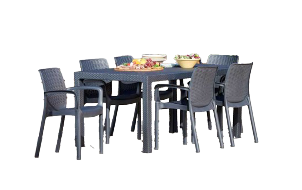 פינת אוכל באלי- שולחן ו 4 כיסאות - אפור כהה