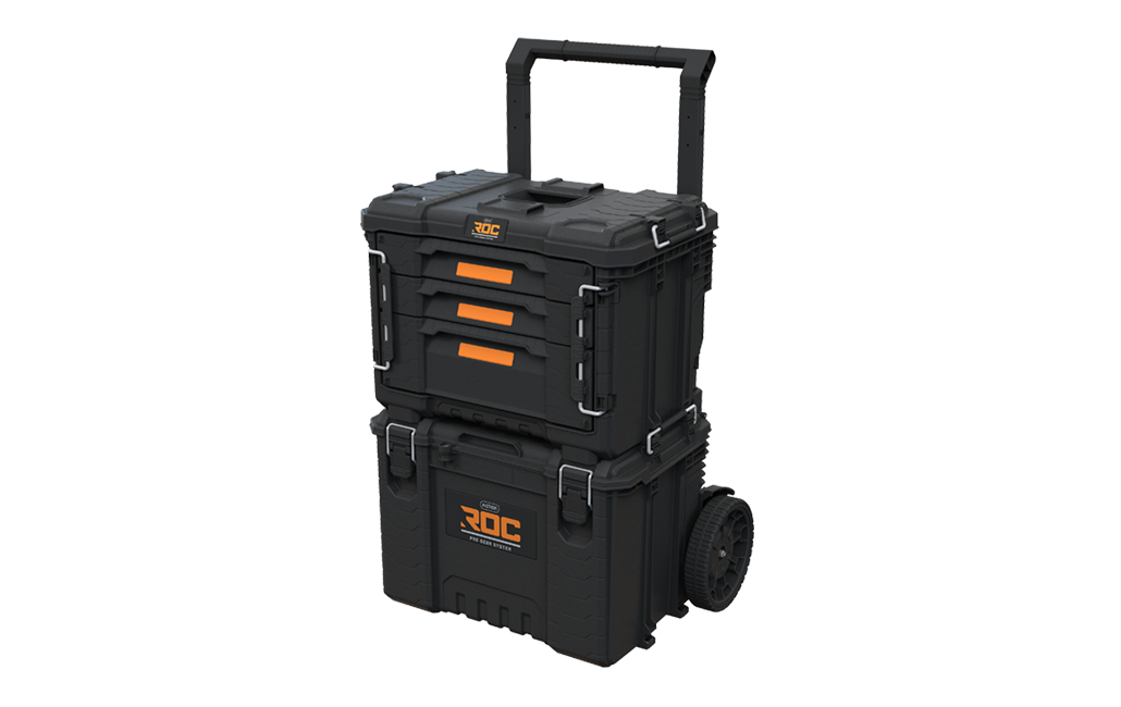 ארגז מקצועי נייד + מערכת 3 מגירות ROC - שחור - מערכת מקצועית מודולרית ROC