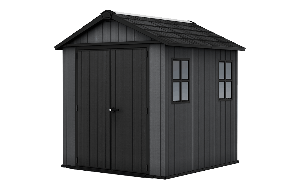 Abri de jardin Newton Plus 757 - 4,4m2 - Gris Aspect Bois - Abri de jardin