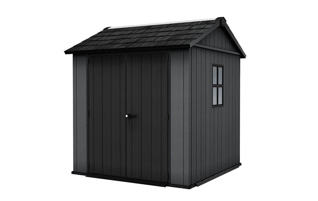Abri de jardin Newton Plus 775 - 4,4m2 - Gris Aspect Bois - Abri de jardin