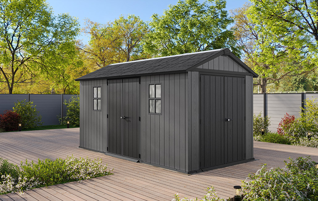 Newton Plus Dual Entry Shed 15x7.5ft - Grey