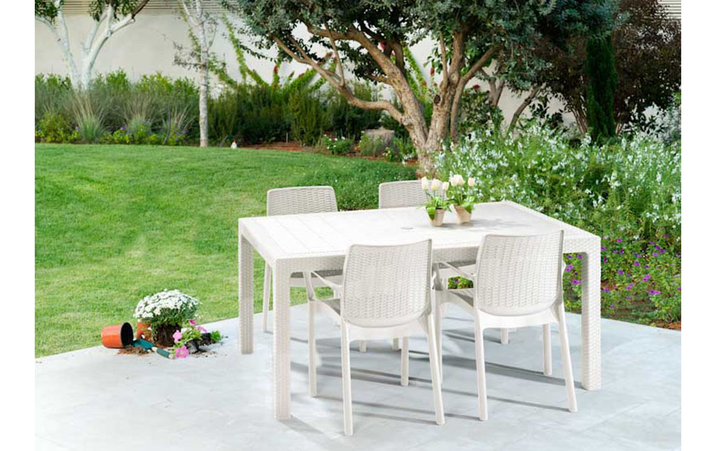 פינת אוכל באלי- שולחן ו 4 כיסאות - לבן