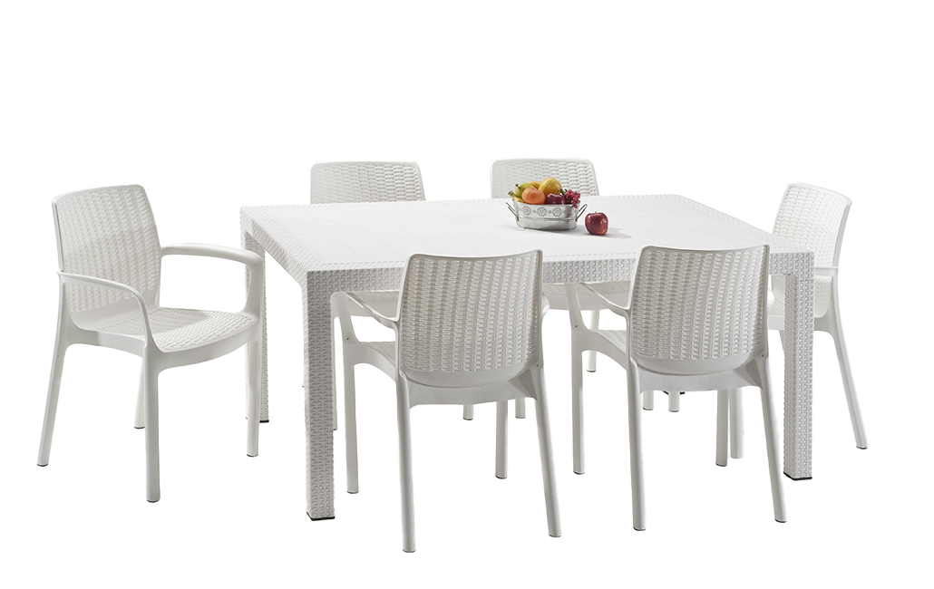 פינת אוכל באלי- שולחן ו 6 כיסאות - לבן