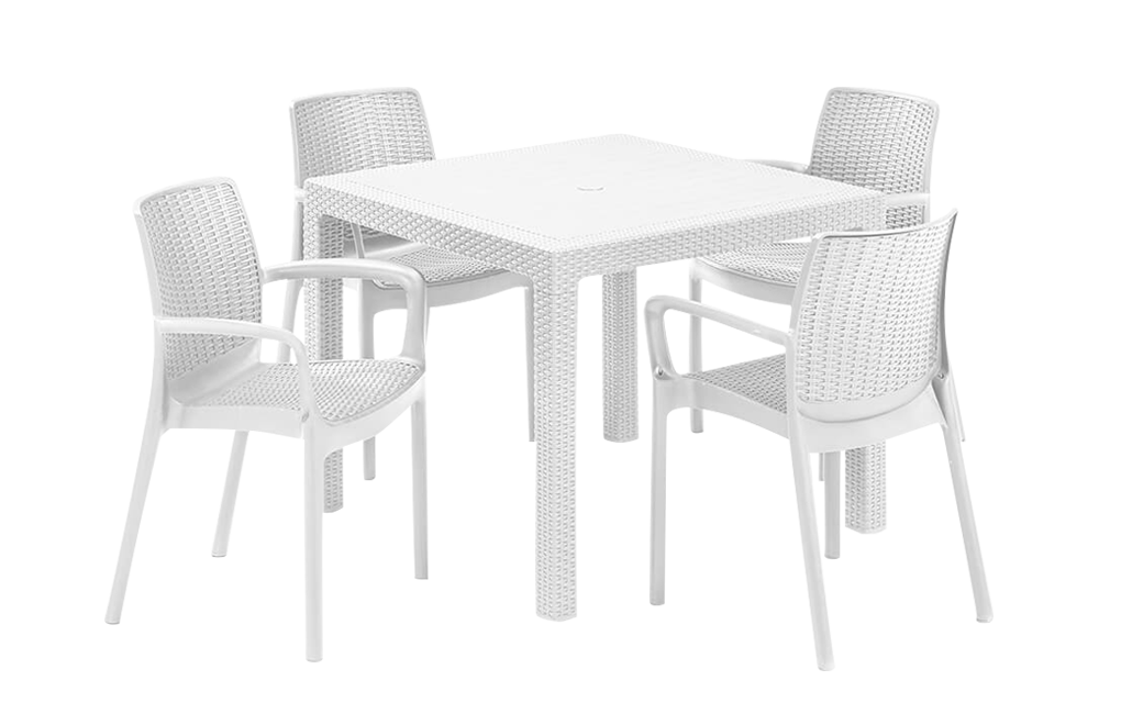 פינת אוכל באלי- שולחן ו 6 כיסאות - לבן