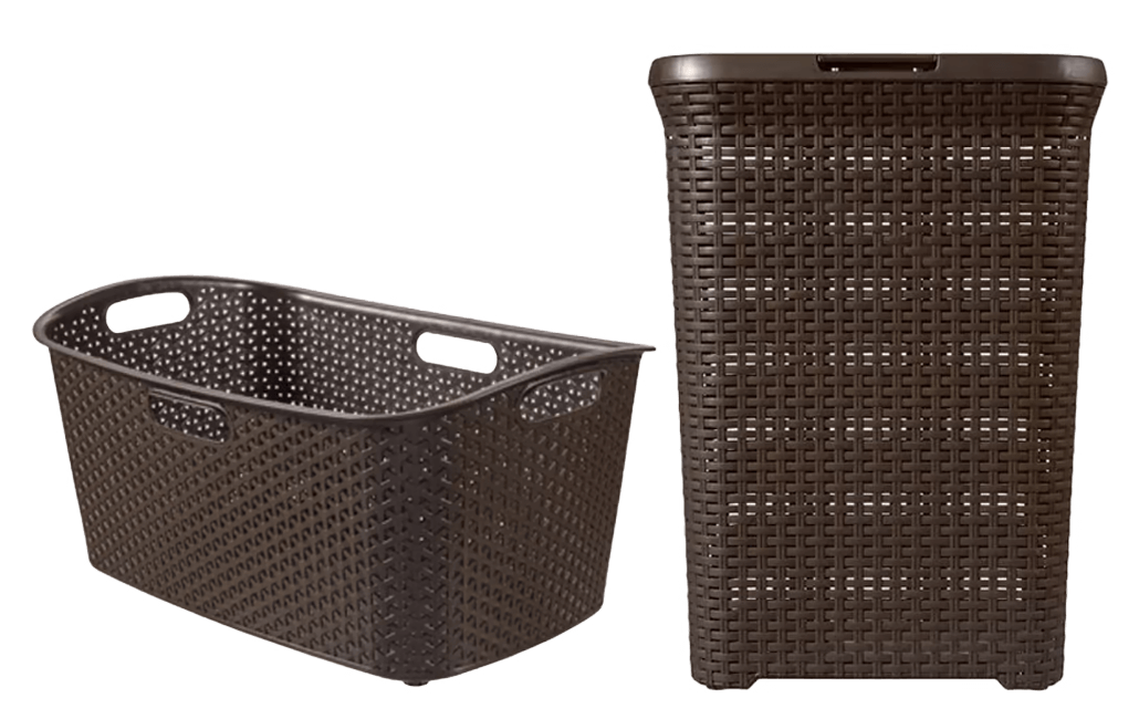 סט STYLE מעוצב לכביסה - חום - סלי כביסה וגיגיות דמוי ראטן