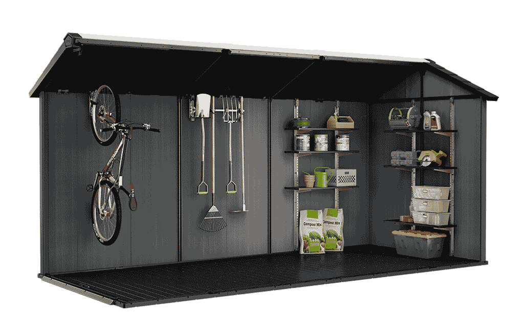 מחסן גינה ניוטון פלוס - 15x7.5 רחב - אפור