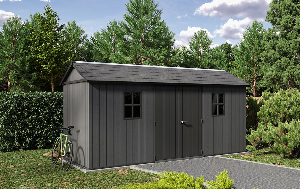 מחסן גינה ניוטון פלוס - 15x7.5 רחב - אפור