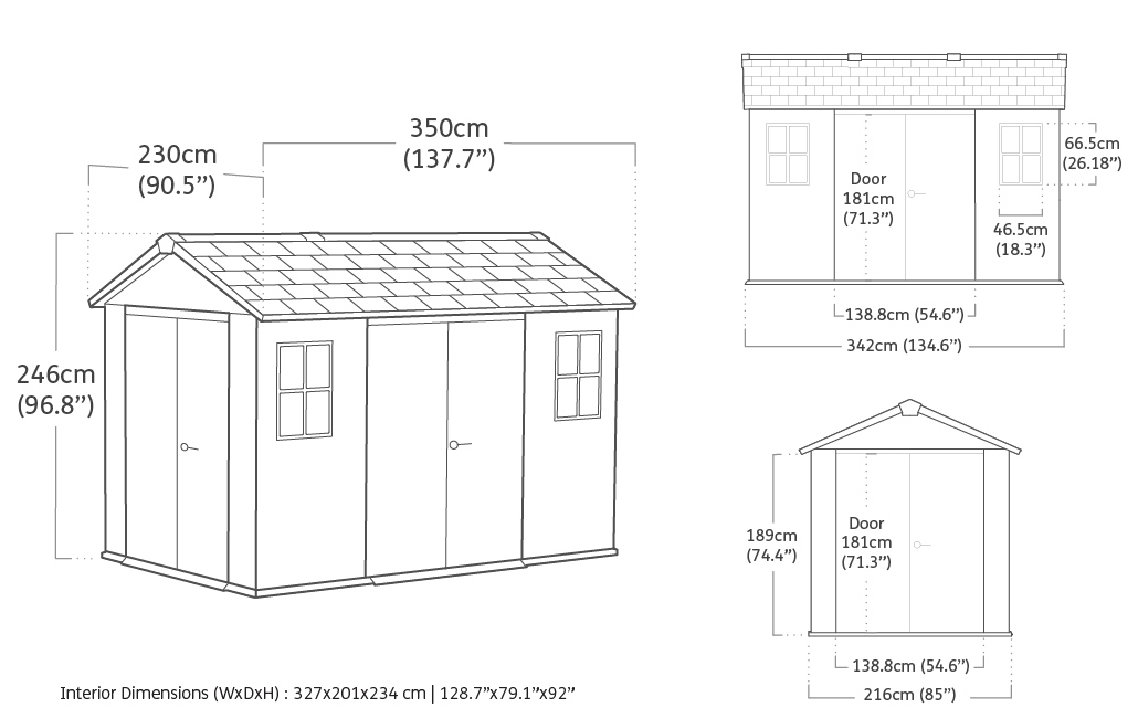 Newton Plus Dual Entry Shed 11x7.5ft - Grey