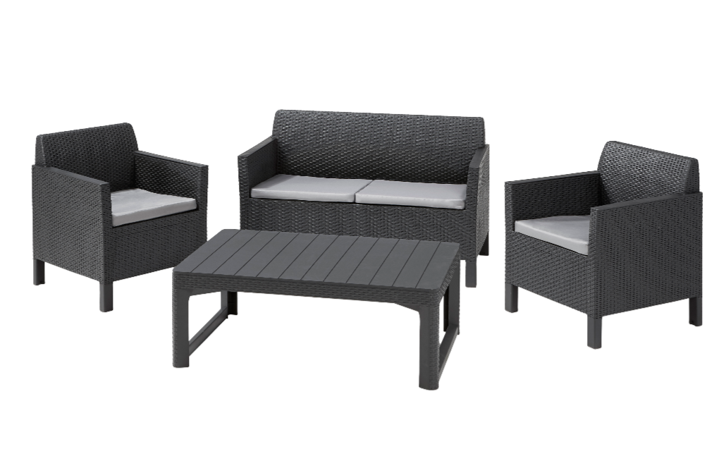 Conjunto de exterior de 4 plazas Chicago con mesa Lyon - Grafito