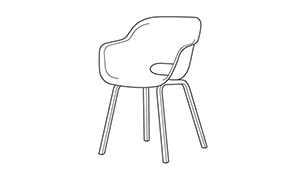 Signature Porto Tisch 200 cm + 6x Noa Stühle Graphit - Hellbraun