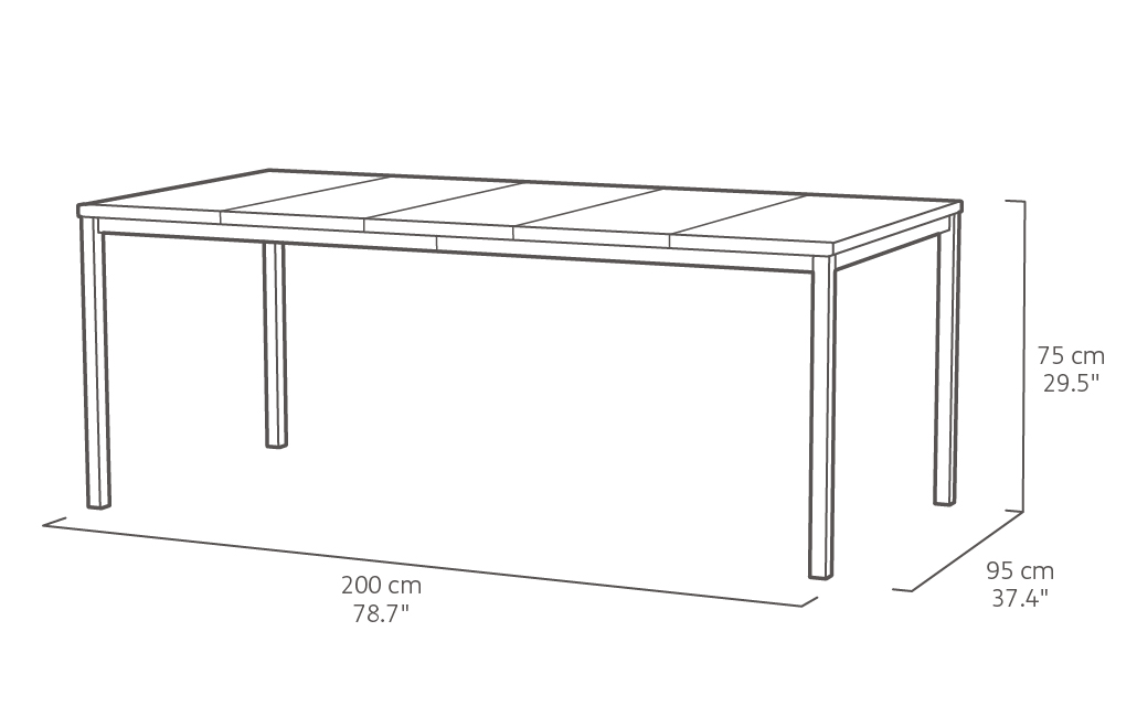 Signature Porto Tisch 200 cm + 6x Noa Stühle Graphit - Hellbraun